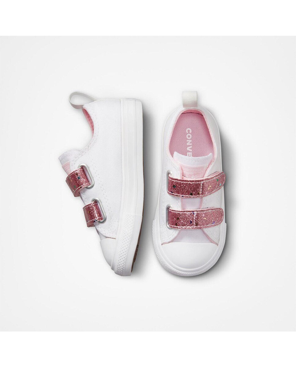 Sapatilhas Casual Baixas de Bebé Chuck Taylor All Star 2V Easy-On Glitter Strap Branco-3