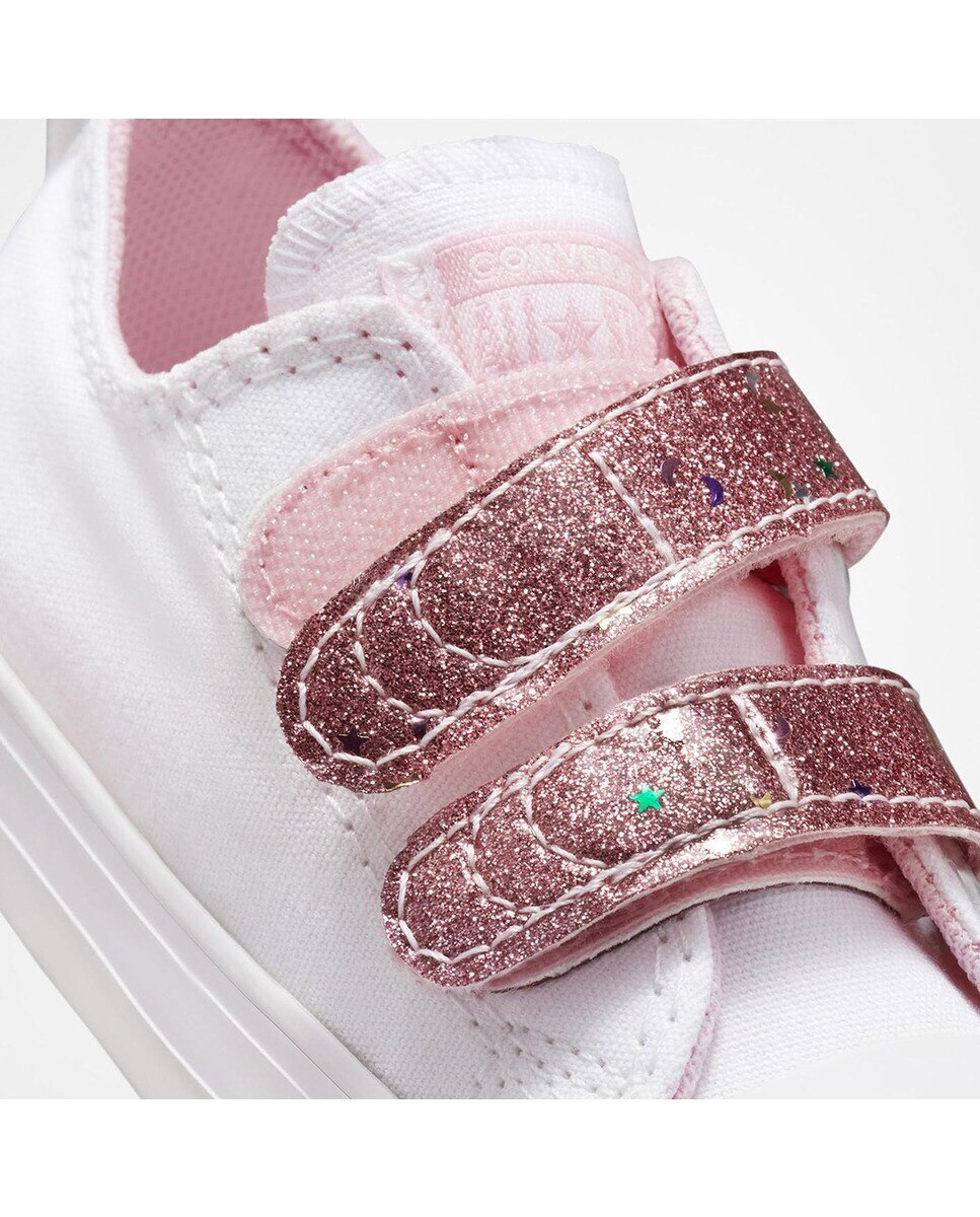 Sapatilhas Casual Baixas de Bebé Chuck Taylor All Star 2V Easy-On Glitter Strap Branco-7