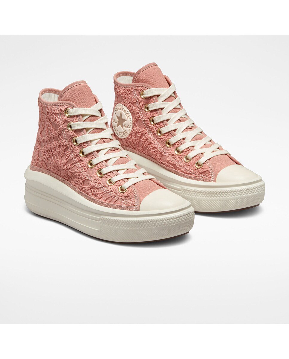 Sapatilhas Casual de Mulher Chuck Taylor All Star Move Festival Daisy Cord Altas Rosa-2