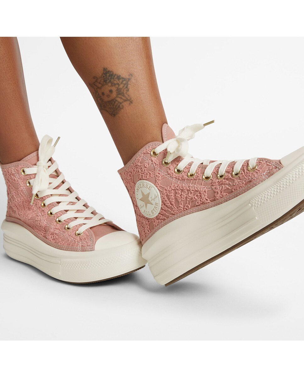 Sapatilhas Casual de Mulher Chuck Taylor All Star Move Festival Daisy Cord Altas Rosa-11