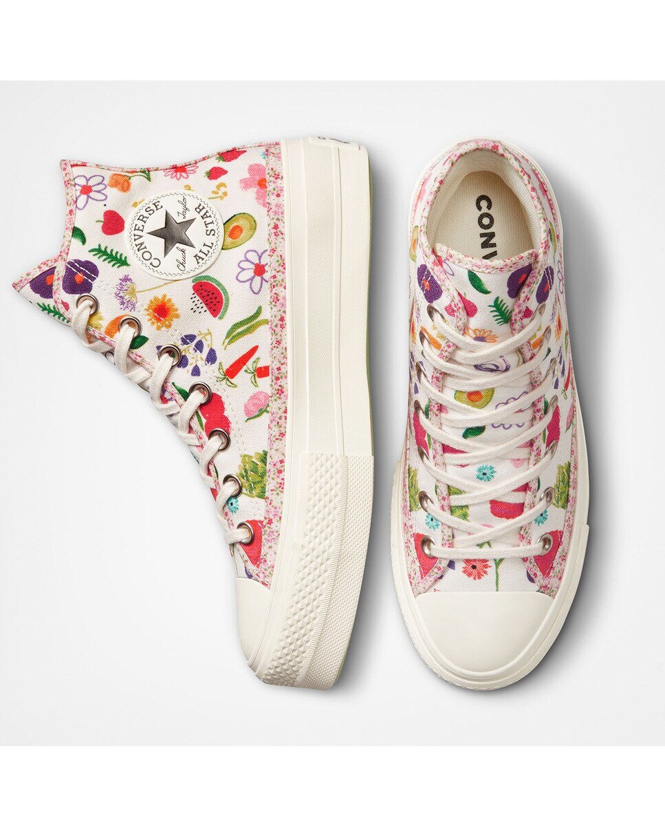 Sapatilhas Casual Altas de Mulher Chuck Taylor All Star Lift Festival Juicy Green Graphic Estampado-3