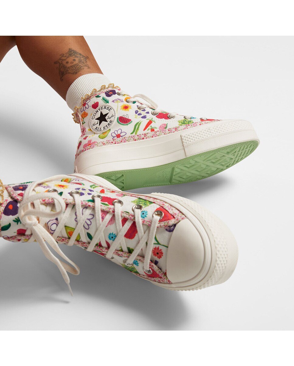 Sapatilhas Casual Altas de Mulher Chuck Taylor All Star Lift Festival Juicy Green Graphic Estampado-9
