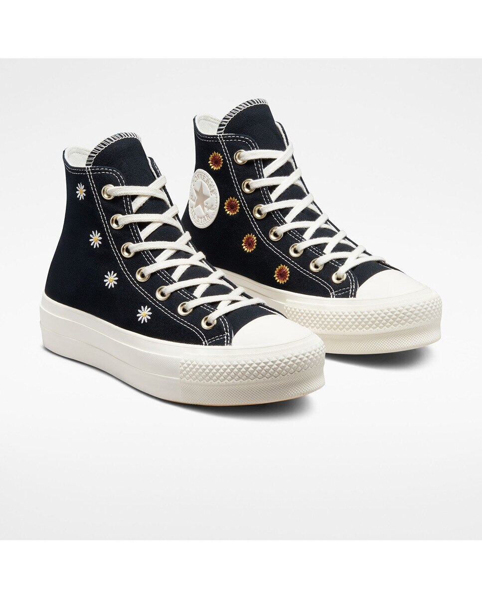 Sapatilhas Casual de Mulher Chuck Taylor All Star Lift Festival Crochet Altas Preto-2
