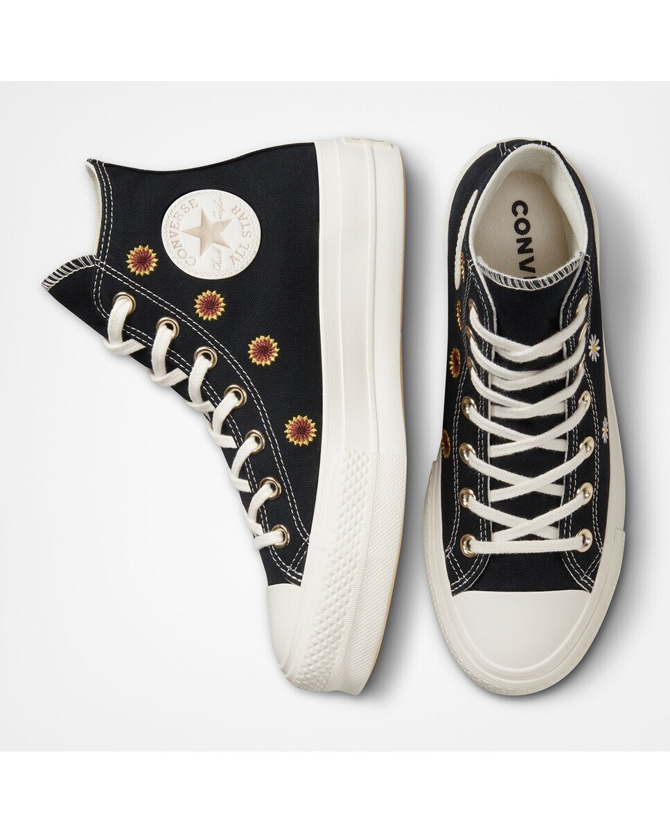 Sapatilhas Casual de Mulher Chuck Taylor All Star Lift Festival Crochet Altas Preto-3