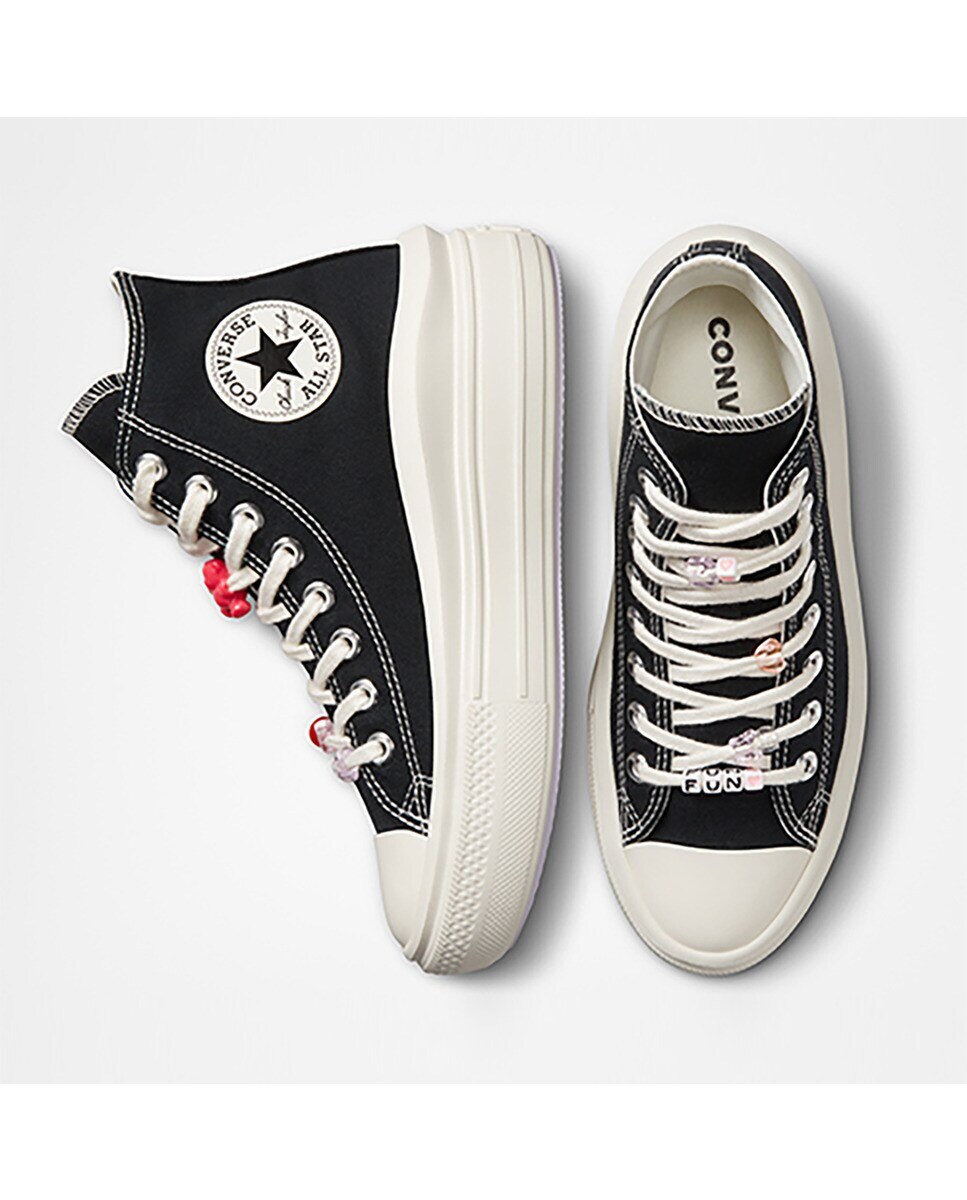 Sapatilhas Casual de Mulher Chuck Taylor All Star Move Pop Words Altas Preto-3