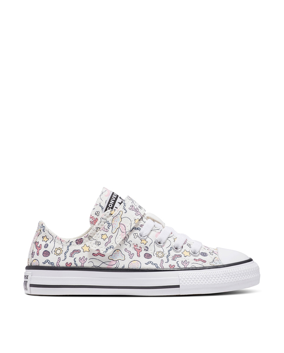 Sapatilhas Casual de Criança Chuck Taylor All Star 1V Easy-On Majestic Mermaids Baja Converse Branco / Rosa-1