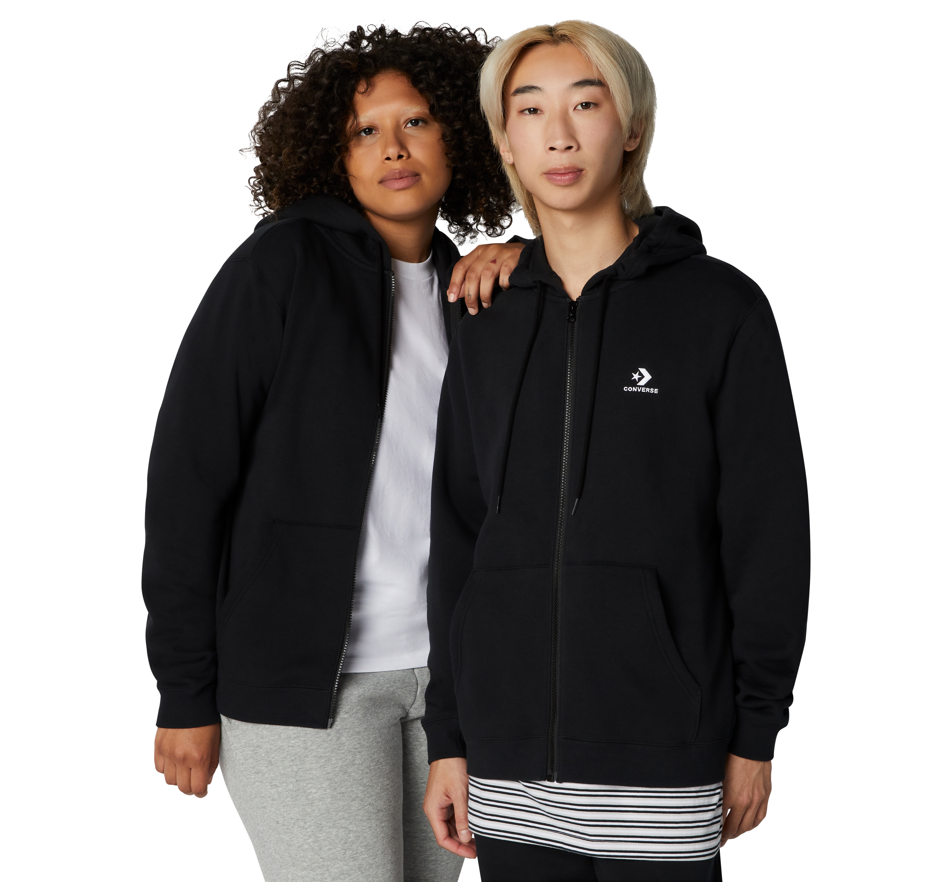 Sweatshirt Unissexo Go-To Embroidered Star Chevron Hoodie Preto-1