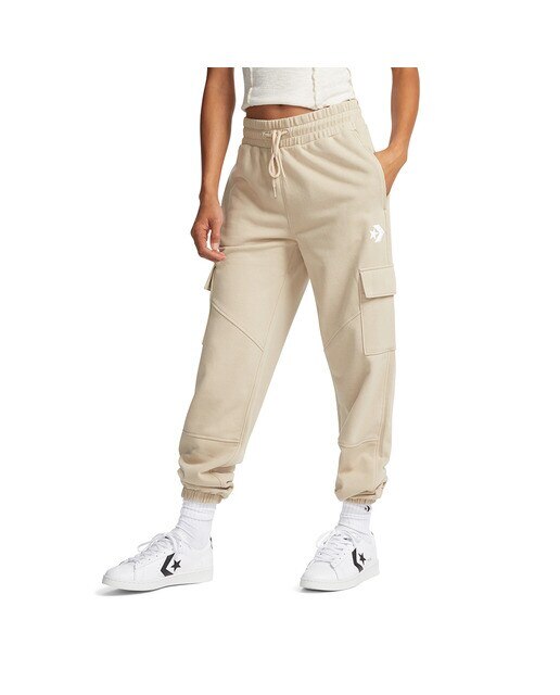 Calças de Mulher Fashion Knit Cargo Bege-1
