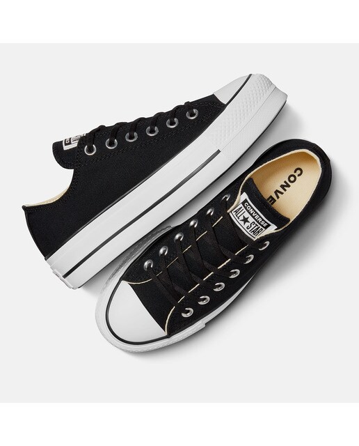 Sapatilhas casual baixas de mulher Chuck Taylor All Star Lift Platform em lona Converse Preto-3