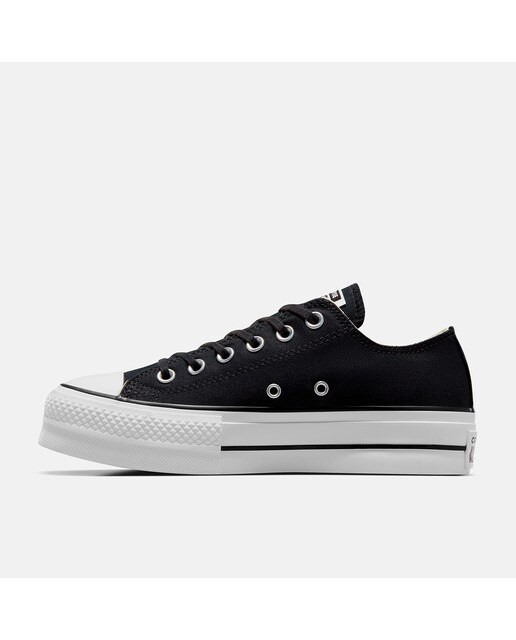 Sapatilhas casual baixas de mulher Chuck Taylor All Star Lift Platform em lona Converse Preto-4