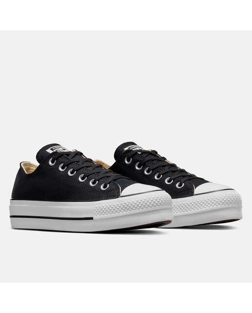 Sapatilhas casual baixas de mulher Chuck Taylor All Star Lift Platform em lona Converse Preto-5