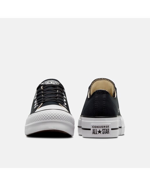 Sapatilhas casual baixas de mulher Chuck Taylor All Star Lift Platform em lona Converse Preto-6