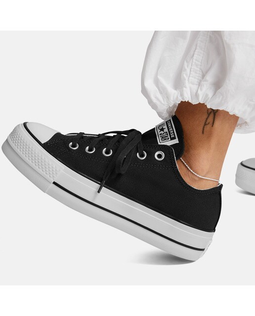 Sapatilhas casual baixas de mulher Chuck Taylor All Star Lift Platform em lona Converse Preto-9