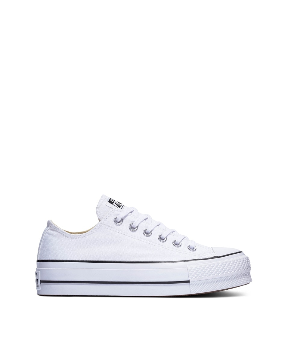 Sapatilhas casual baixas de mulher Chuck Taylor All Star Lift Platform em lona Converse Branco-1
