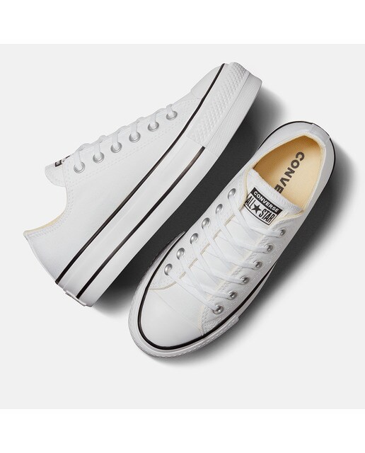 Sapatilhas casual baixas de mulher Chuck Taylor All Star Lift Platform em lona Converse Branco-3