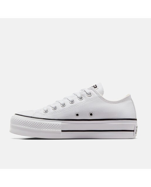 Sapatilhas casual baixas de mulher Chuck Taylor All Star Lift Platform em lona Converse Branco-4