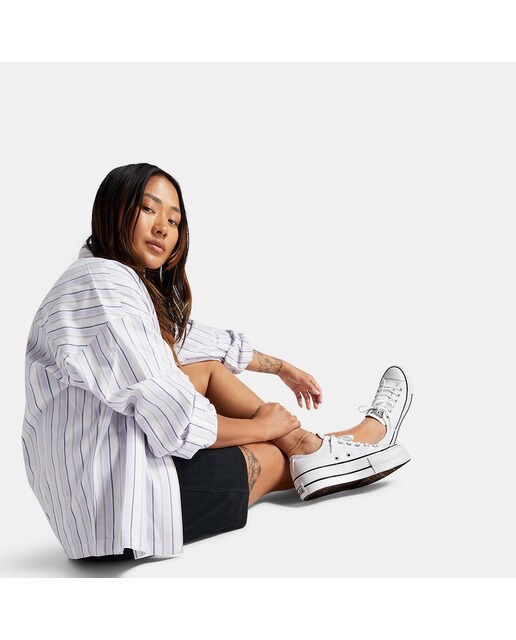 Sapatilhas casual baixas de mulher Chuck Taylor All Star Lift Platform em lona Converse Branco-8