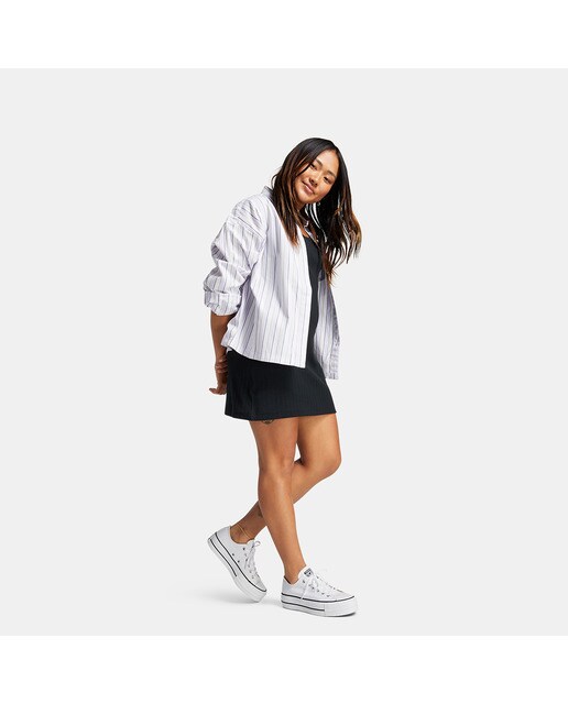 Sapatilhas casual baixas de mulher Chuck Taylor All Star Lift Platform em lona Converse Branco-9