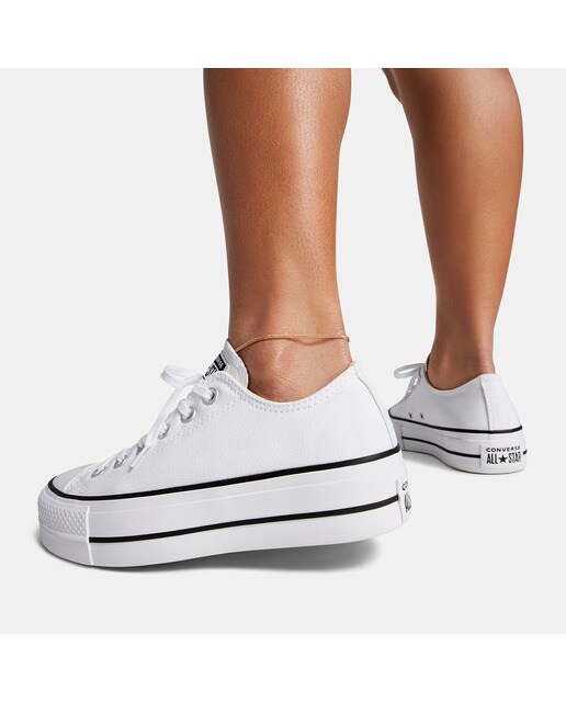 Sapatilhas casual baixas de mulher Chuck Taylor All Star Lift Platform em lona Converse Branco-10