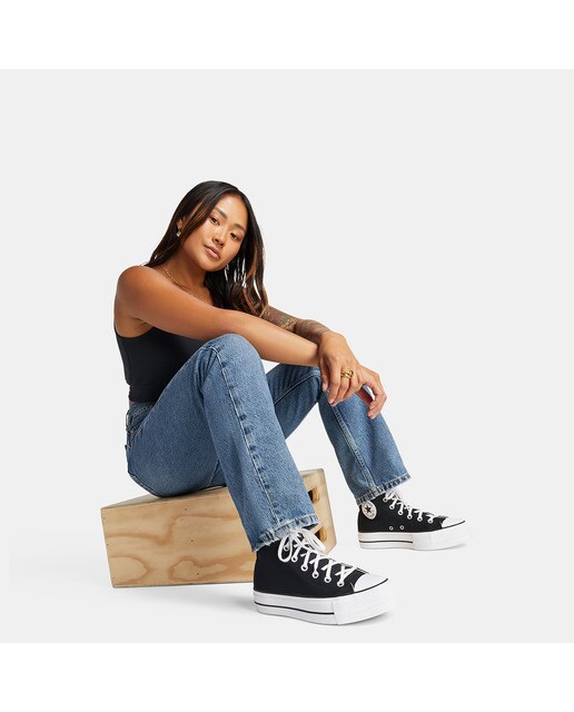Zapatillas casual de mujer Chuck Taylor All Star Platform Lift Alta Lona Converse - Negro Negro-8