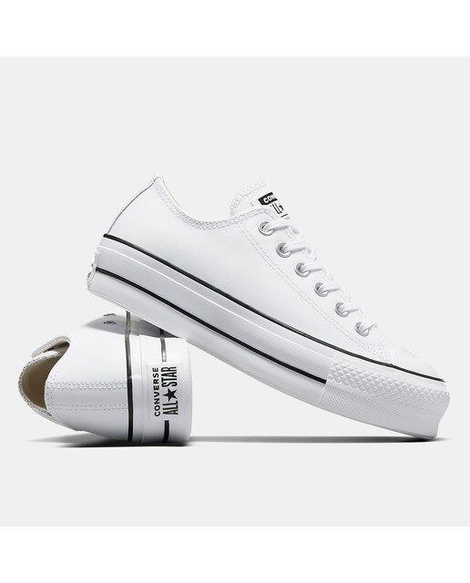 Sapatilhas casuais baixas de mulher Chuck Taylor All Star Lift Clean em pele Converse Branco-2