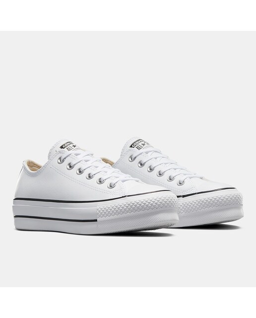 Sapatilhas casuais baixas de mulher Chuck Taylor All Star Lift Clean em pele Converse Branco-3