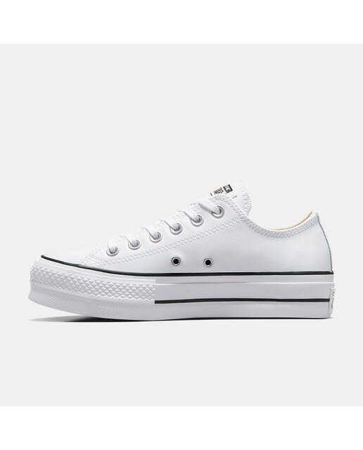 Sapatilhas casuais baixas de mulher Chuck Taylor All Star Lift Clean em pele Converse Branco-4