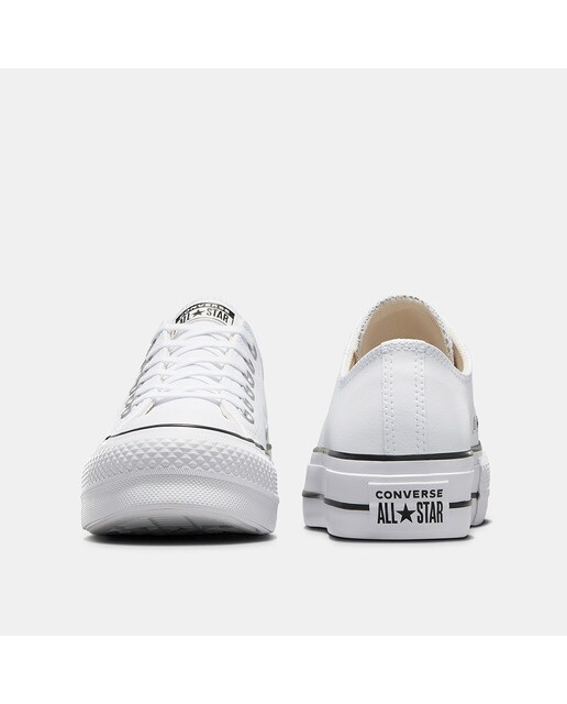 Sapatilhas casuais baixas de mulher Chuck Taylor All Star Lift Clean em pele Converse Branco-5