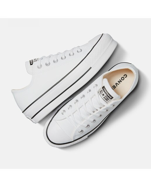 Sapatilhas casuais baixas de mulher Chuck Taylor All Star Lift Clean em pele Converse Branco-6