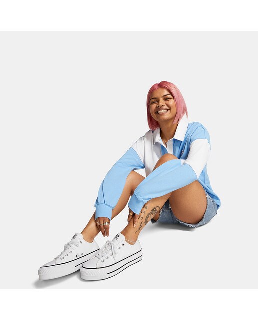 Sapatilhas casuais baixas de mulher Chuck Taylor All Star Lift Clean em pele Converse Branco-8