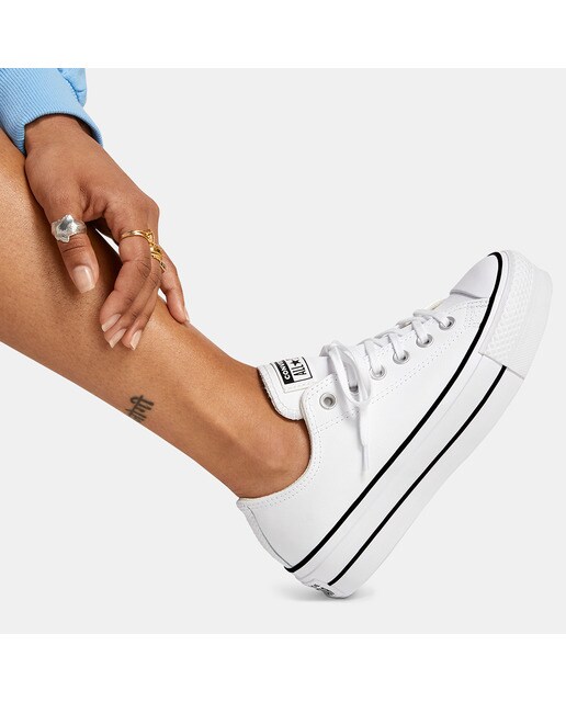 Sapatilhas casuais baixas de mulher Chuck Taylor All Star Lift Clean em pele Converse Branco-9