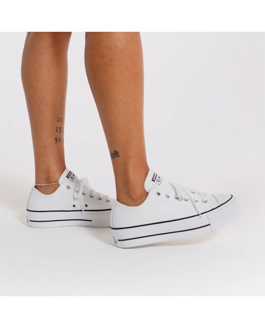 Sapatilhas casuais baixas de mulher Chuck Taylor All Star Lift Clean em pele Converse Branco-11