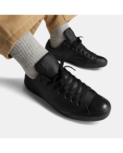 Sapatilhas casual baixas unissexo Chuck Taylor em pele Converse Preto-7