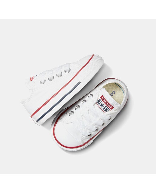 Sapatilhas casual baixas de bebé/criança Chuck Taylor All Star em lona Converse Branco-2