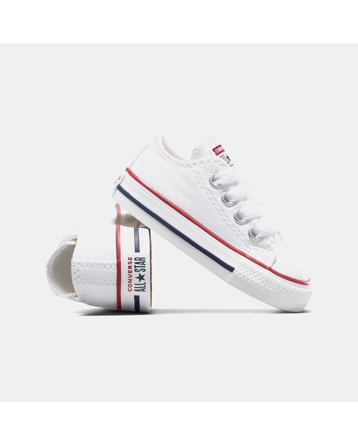Sapatilhas casual baixas de bebé/criança Chuck Taylor All Star em lona Converse Branco-3