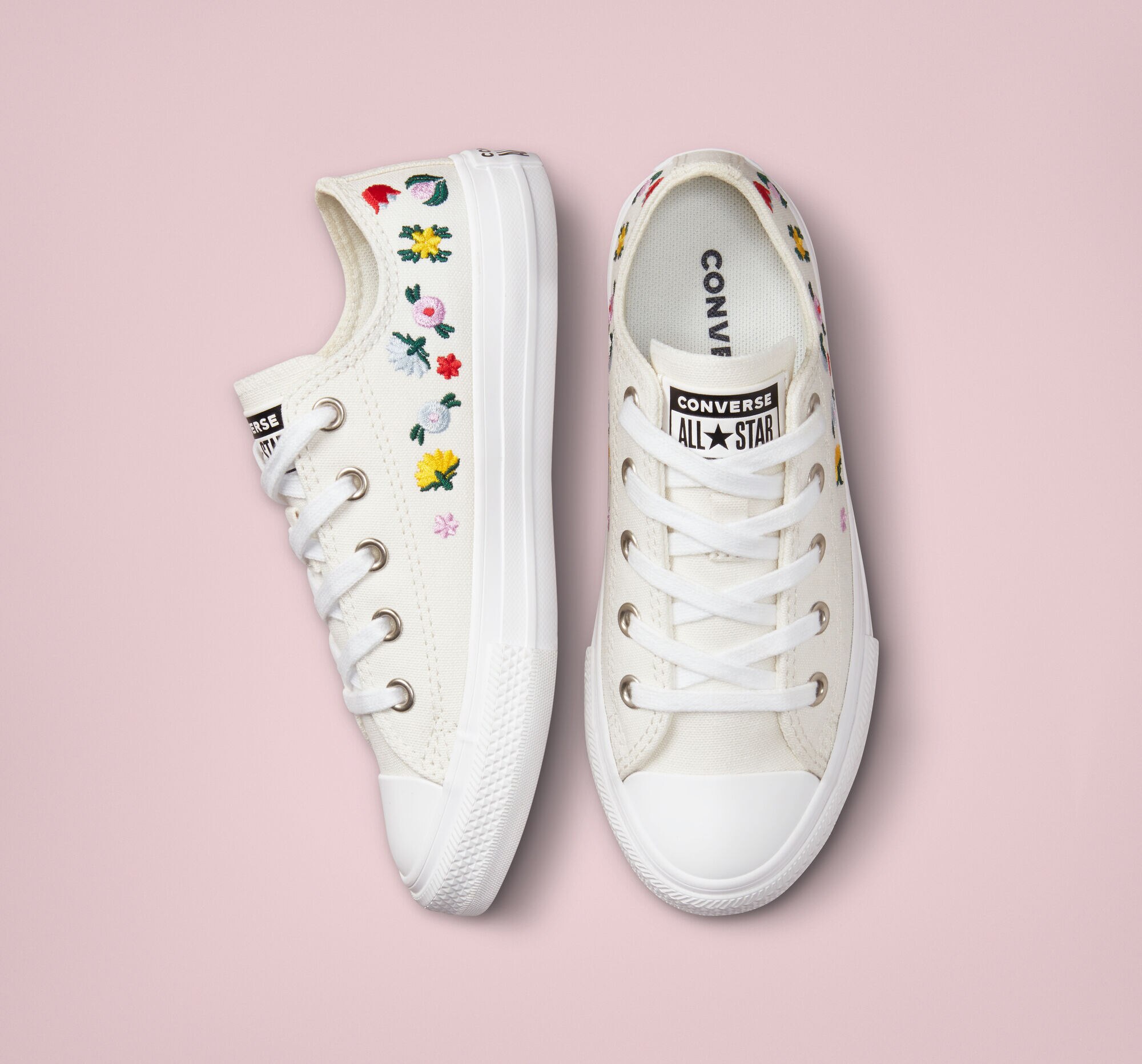 Sapatilhas Casual de Criança Chuck Taylor All Star Baixas Colecção Festival Broderie Branco / Estampado-3