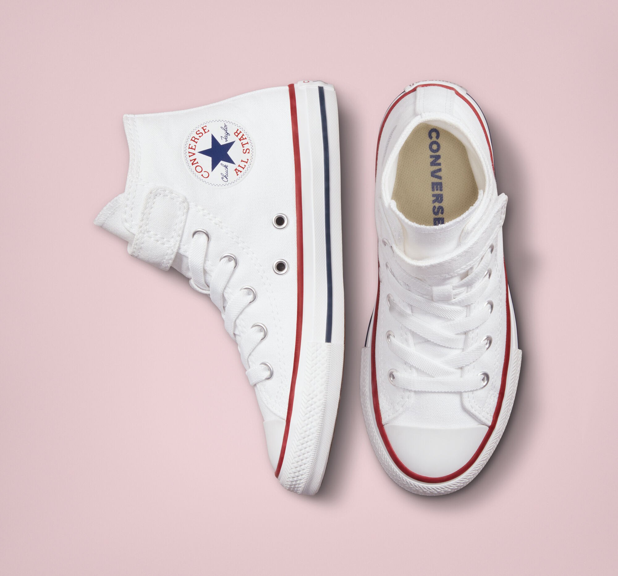 Sapatilhas altas casual de criança Chuck Taylor All Star 1V Colecção Foundation Converse Branco-3