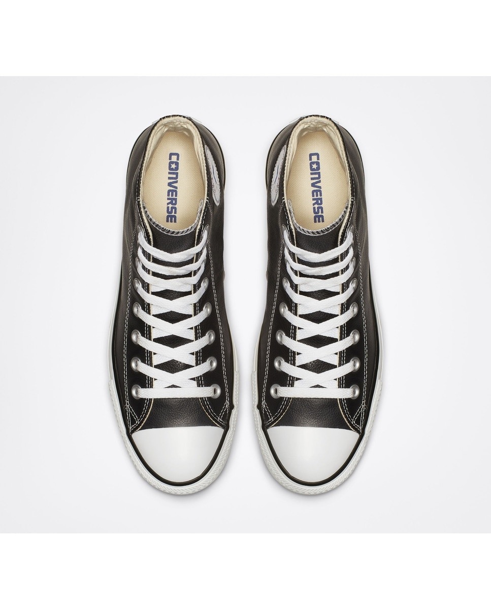 Sapatilhas Casual Unissexo Chuck Taylor All Star Altas em Pele Preto-3
