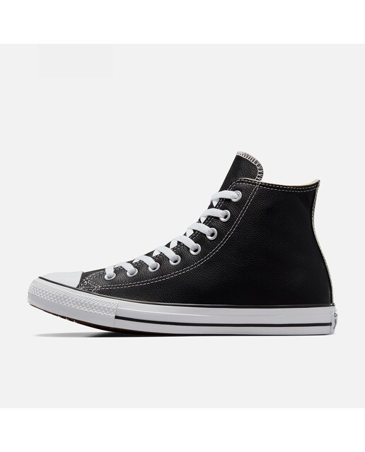 Sapatilhas Casual Unissexo Chuck Taylor All Star Altas em Pele Preto-4