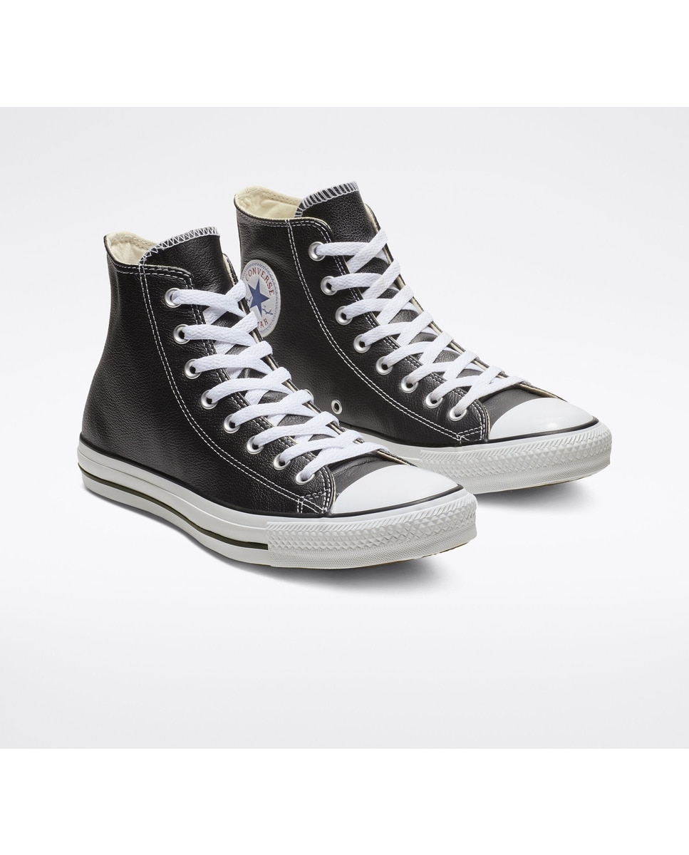 Sapatilhas Casual Unissexo Chuck Taylor All Star Altas em Pele Preto-5