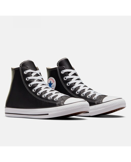 Sapatilhas Casual Unissexo Chuck Taylor All Star Altas em Pele Preto-6