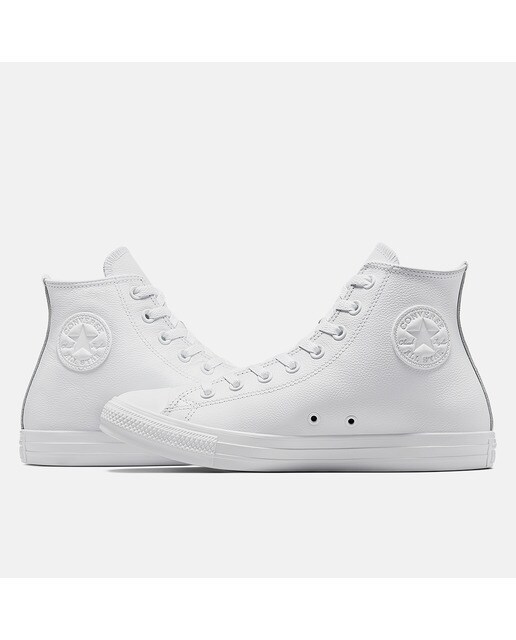 Sapatilhas casual altas unissexo Chuck Taylor All Star Leather em pele Converse Branco-6