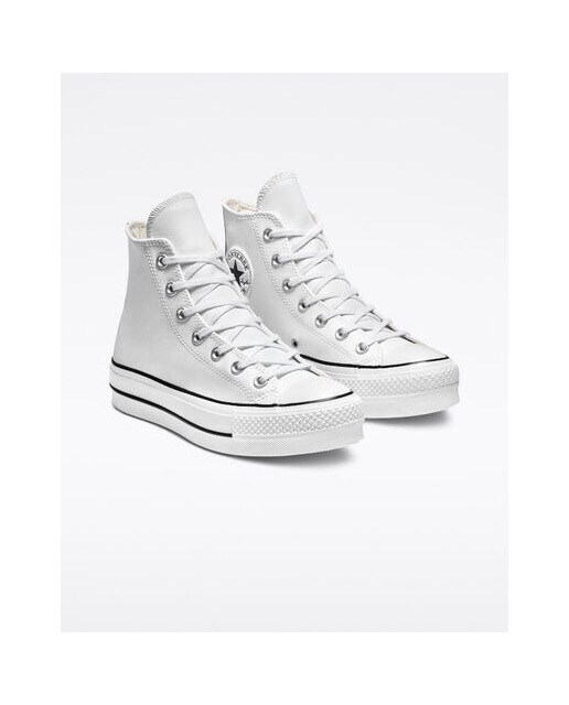 Zapatillas casual de mujer Chuck Taylor All Star Lift Clean Platform Alta Piel Converse - Blanco Blanco-2