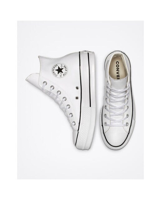 Zapatillas casual de mujer Chuck Taylor All Star Lift Clean Platform Alta Piel Converse - Blanco Blanco-6