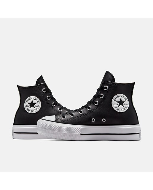 Sapatilhas casuais altas de mulher Chuck Taylor All Star Lift Clean em pele Converse Preto-2
