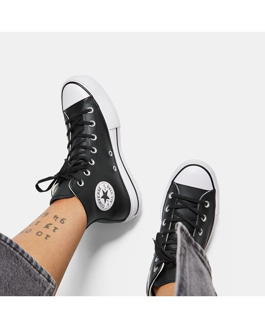 Sapatilhas casuais altas de mulher Chuck Taylor All Star Lift Clean em pele Converse Preto-6