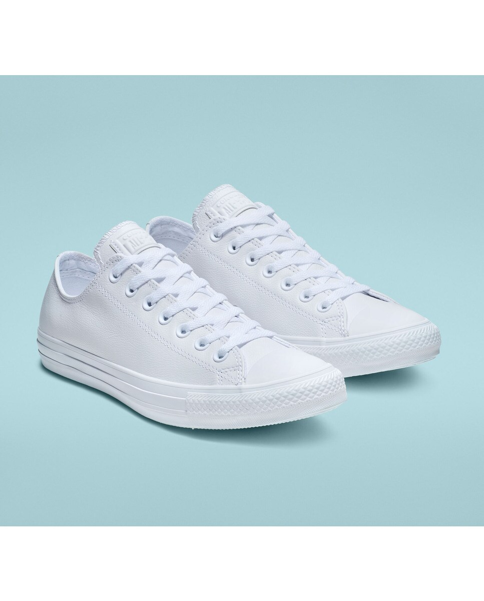 Sapatilhas casual baixas unissexo Chuck Taylor em pele Converse Branco-2