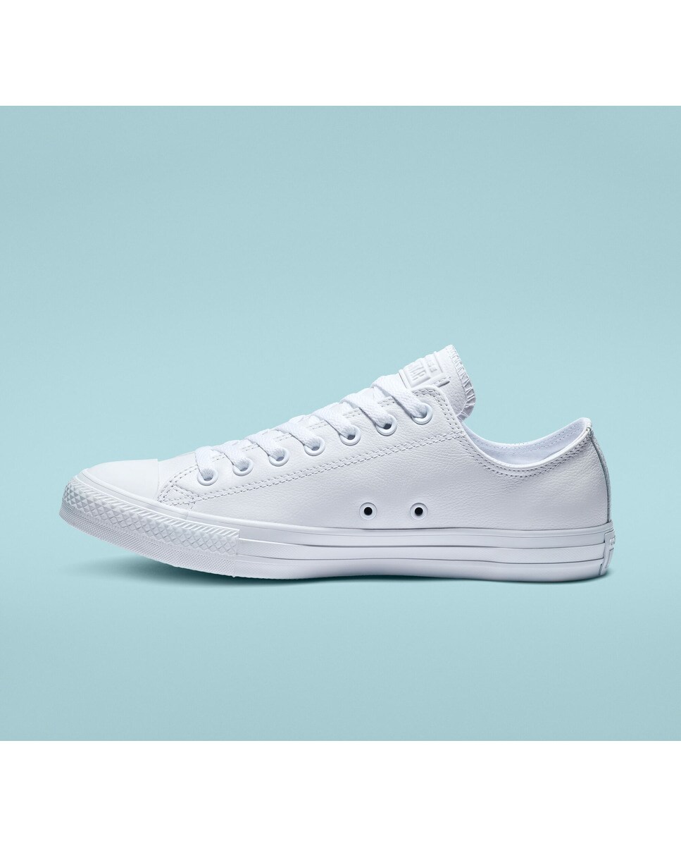 Sapatilhas casual baixas unissexo Chuck Taylor em pele Converse Branco-4