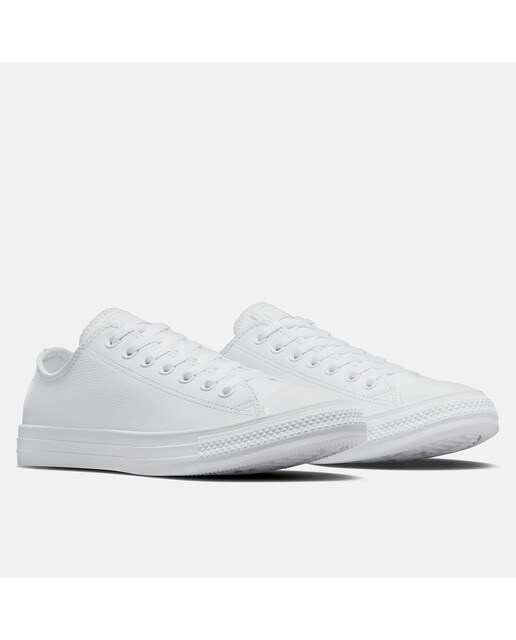 Sapatilhas casual baixas unissexo Chuck Taylor em pele Converse Branco-5