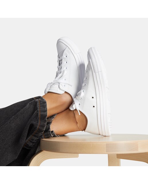 Sapatilhas casual baixas unissexo Chuck Taylor em pele Converse Branco-9
